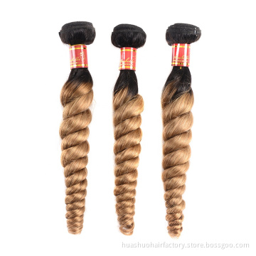 Virgin Hair Bulk Wholesale Double Loose Wave T1b/27 100%  Burmese Raw Hair Curly Hair